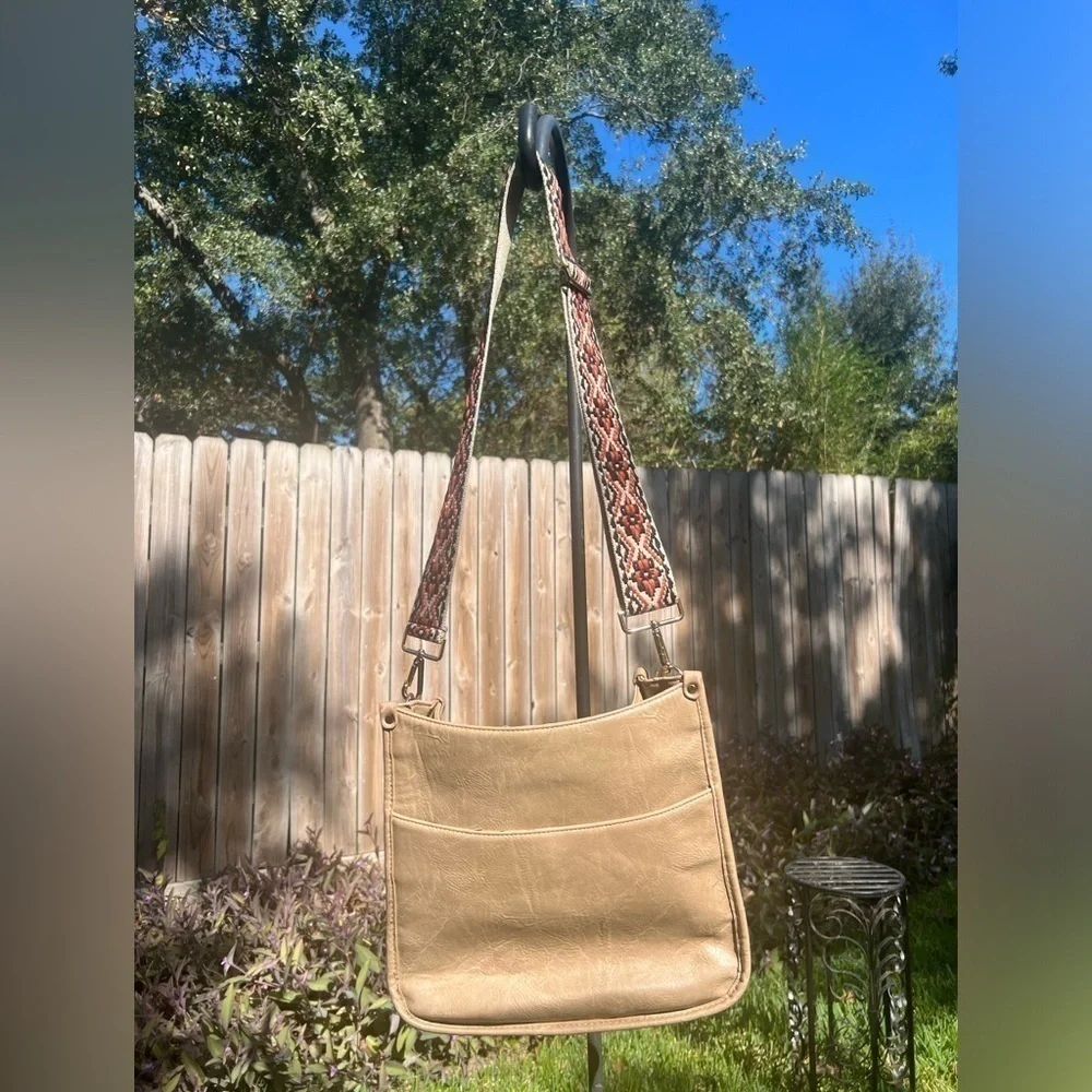 Vegan Leather Crossbody w/ Guitar Style Strap